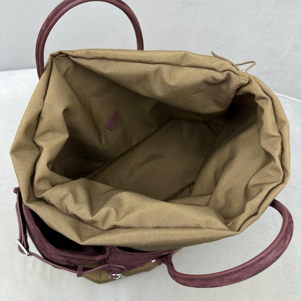 THE ROW Leather-Trim Margaux 17 Inside-Out Top-Handle Bag Brown