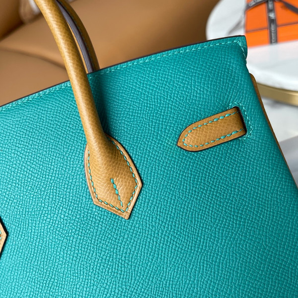 Hermes Special Order Peacock/Sesame Birkin 25 cm Epsom Palladium Hardware