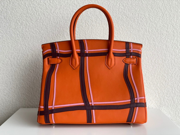 Hermes S/S 2023 Runway Edition Patch Birkin 30  in Orange Epsom leather and Palladium Hardware