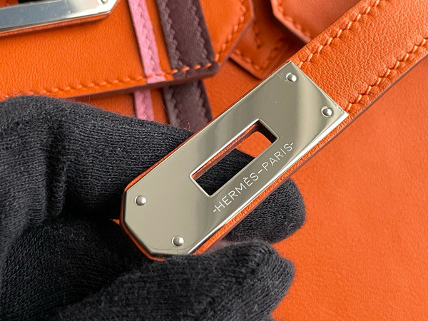 Hermes S/S 2023 Runway Edition Patch Birkin 30  in Orange Epsom leather and Palladium Hardware