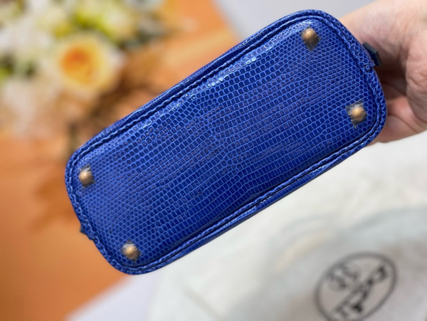 Hermès MINI BOLIDE IN BLUE LIZARD