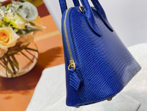 Hermès MINI BOLIDE IN BLUE LIZARD