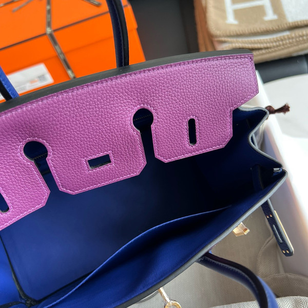 Hermes Special Order Iris/Blue Electric Birkin 25 cm Togo Gold Hardware