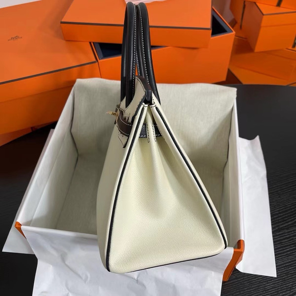 Hermès Special Order Black/White Birkin 30 cm Epsom Leather Gold Hardware