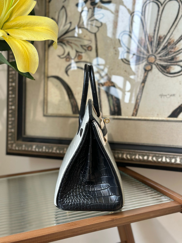 Hermès Shinny Black/Grey Alligator Birkin  25cm Gold Hardware