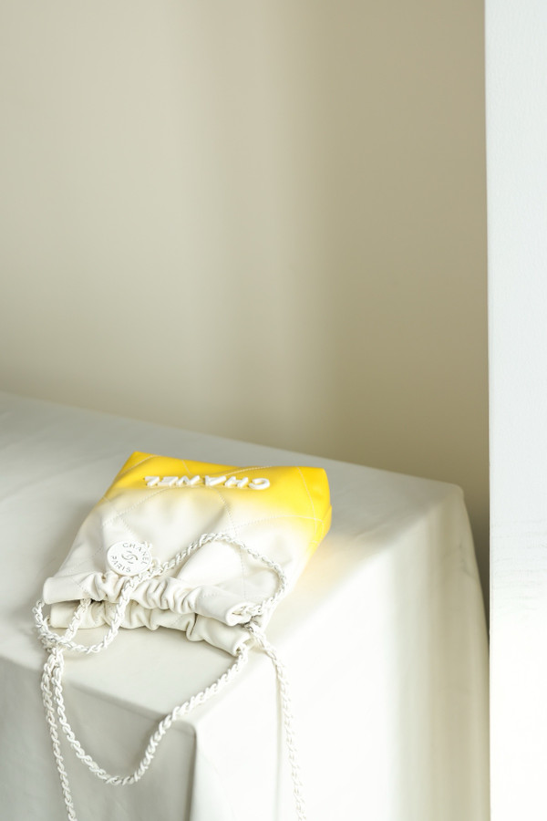 CHANEL 22 MINI HANDBAG White & Yellow