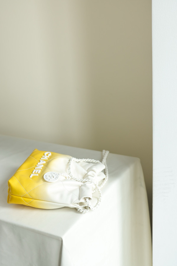 CHANEL 22 MINI HANDBAG White & Yellow
