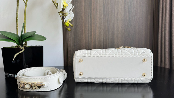 Christian Dior Medium Lady Dior Bag  Two-Tone Black and White Cannage Lambskin