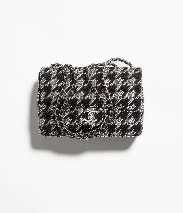Chanel Strass, Silver-Tone Metal Evening Bag 24S
