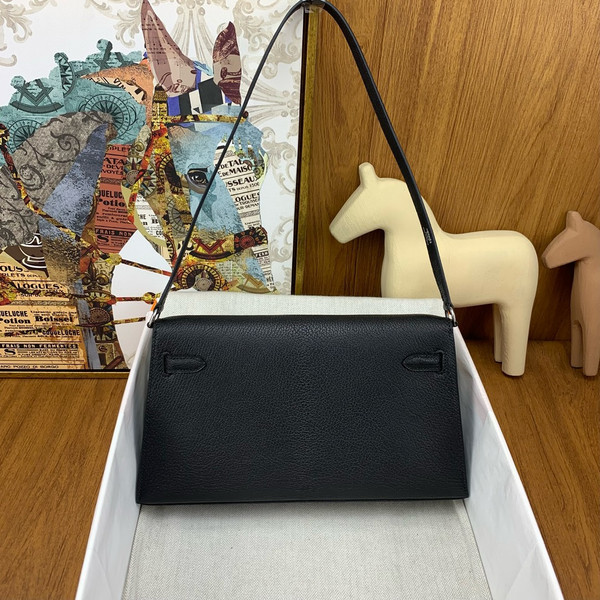 Hermes Kelly Elan bag Sellier Black Chevre goatsk in Palladium hardware