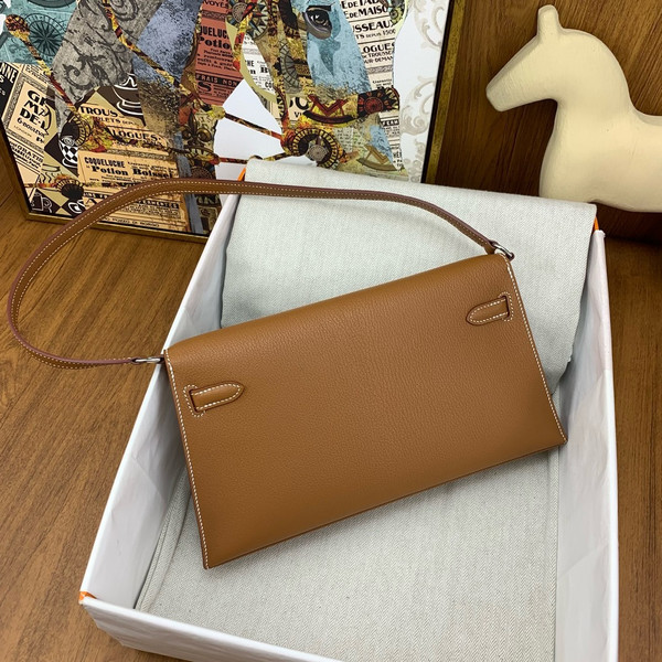 Hermes Kelly Elan bag Sellier Gold Chevre goatsk in Palladium hardware
