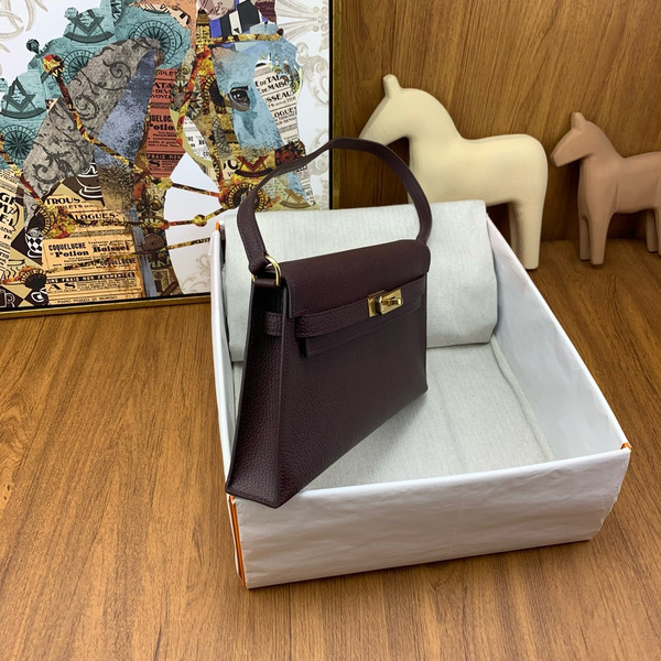 Hermes Kelly Elan bag Sellier Bordeaux Chevre goatsk in Gold hardware