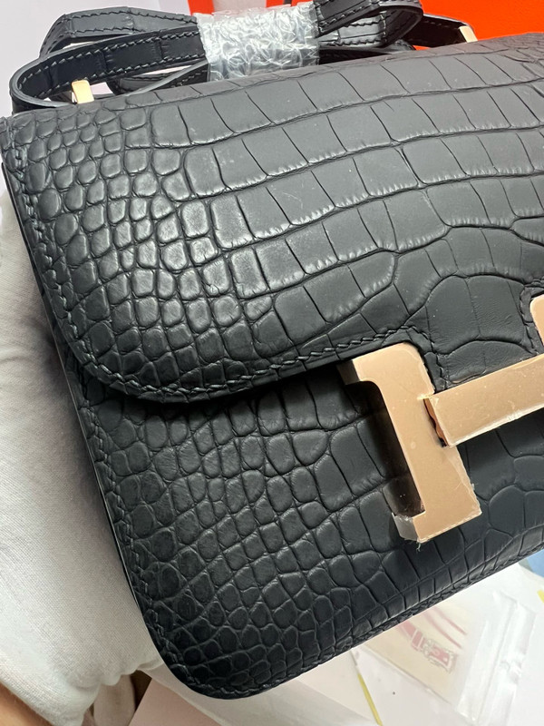 Hermes Matt Black Constance 18 Alligator