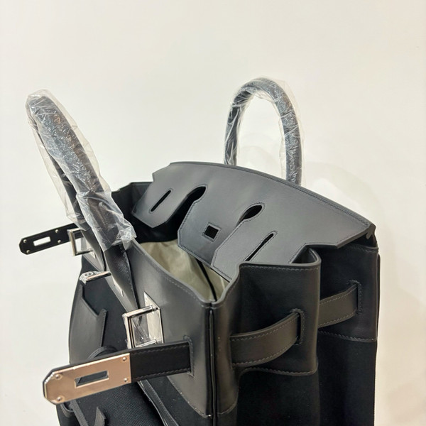 HERMÈS CARGO HAC BIRKIN 40 BLACK BOX AND TOILE PALLADIUM HARDWARE