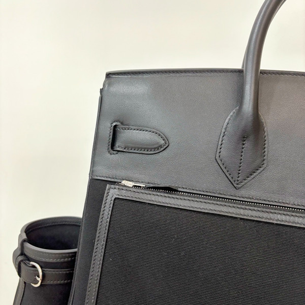 HERMÈS CARGO HAC BIRKIN 40 BLACK BOX AND TOILE PALLADIUM HARDWARE