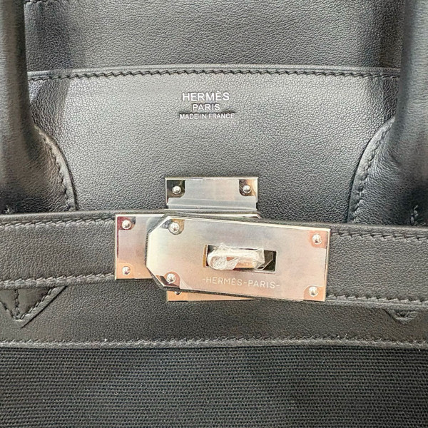 HERMÈS CARGO HAC BIRKIN 40 BLACK BOX AND TOILE PALLADIUM HARDWARE