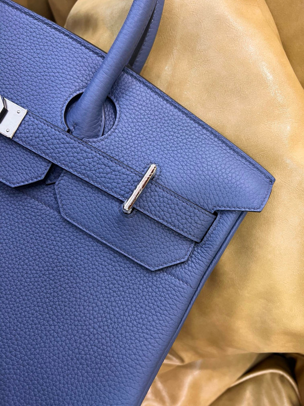 Hermes Bleu Agate Haut A Courroies Bag Clemence 40cm Palladium Hardware