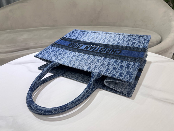Christian Dior Medium Dior Book Tote  Blue Denim Dior Oblique Jacquard