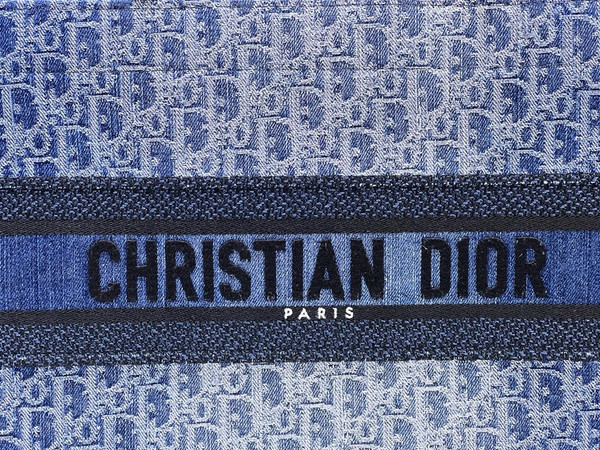 Christian Dior Medium Dior Book Tote  Blue Denim Dior Oblique Jacquard