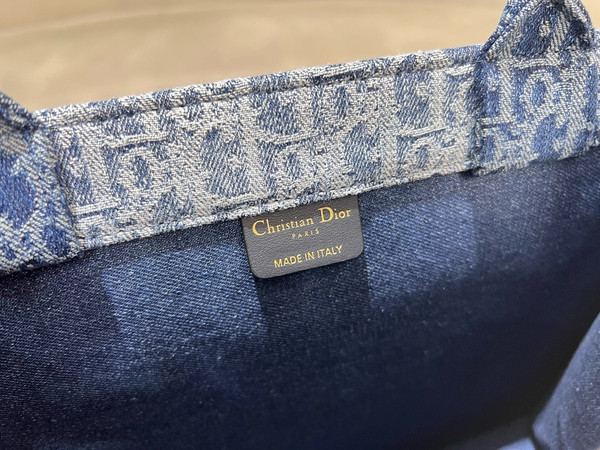Christian Dior Medium Dior Book Tote  Blue Denim Dior Oblique Jacquard