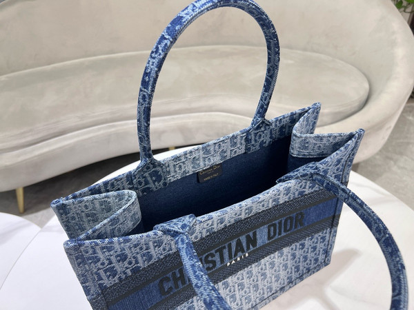 Christian Dior Medium Dior Book Tote  Blue Denim Dior Oblique Jacquard