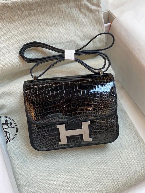 Hermes Black Crocodile Constance Mini 18/19 Handbag
