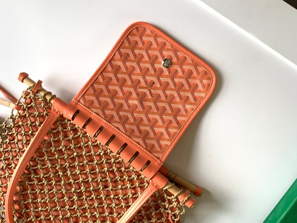 Goyard Aligre Bag Raffia Net with Coated Canvas Orange