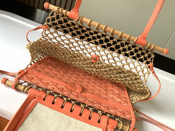 Goyard Aligre Bag Raffia Net with Coated Canvas Orange