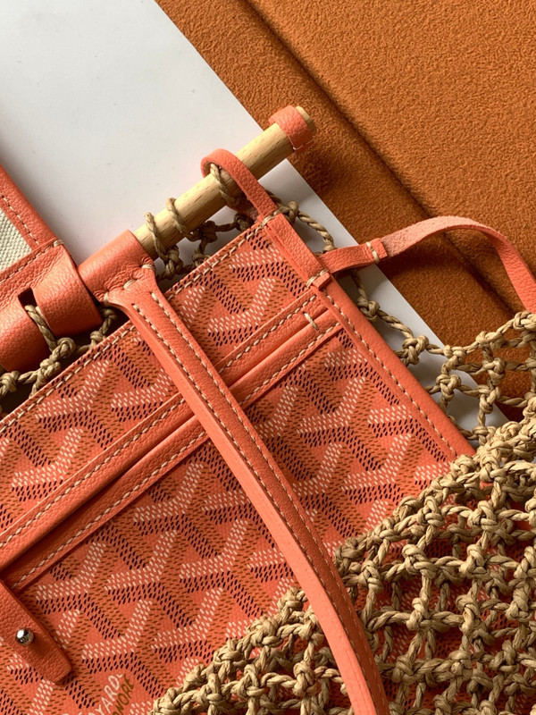 Goyard Aligre Bag Raffia Net with Coated Canvas Orange