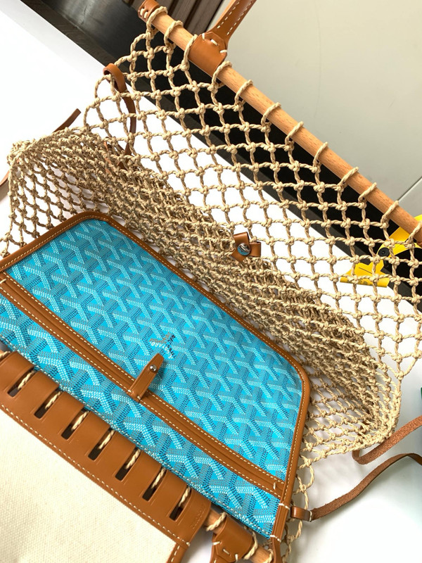 Goyard Aligre Bag Raffia Net with Coated Canvas Blue