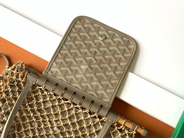 Goyard Aligre Bag Raffia Net with Coated Canvas Grey