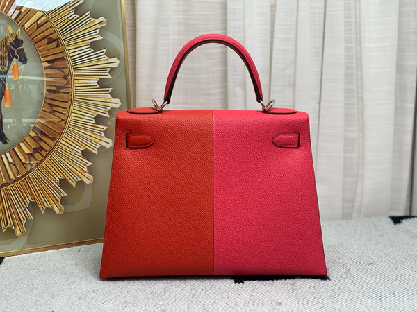 Hermès 28 cm Special Edition Rose Extreme/ Red Tri Coloured Epsom Kelly