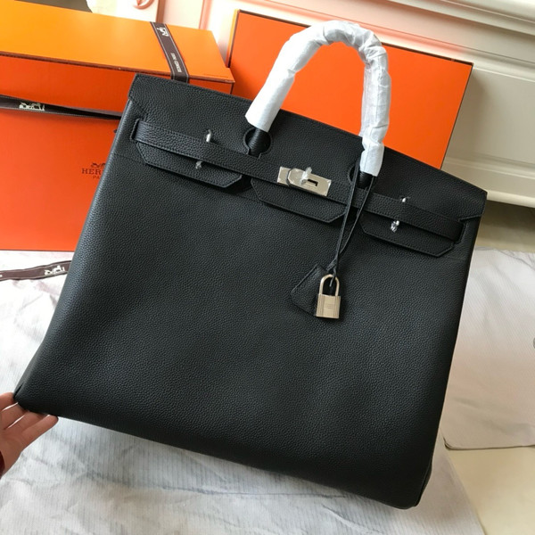 Hermes Hac 50 Travel Bag Black Togo Leather Palladium Hardware