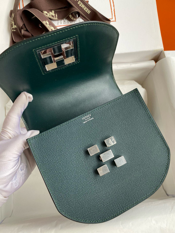 Hermes 6O Vert Cypres Mosaique au 24 - 17 bag Palladium Hardware