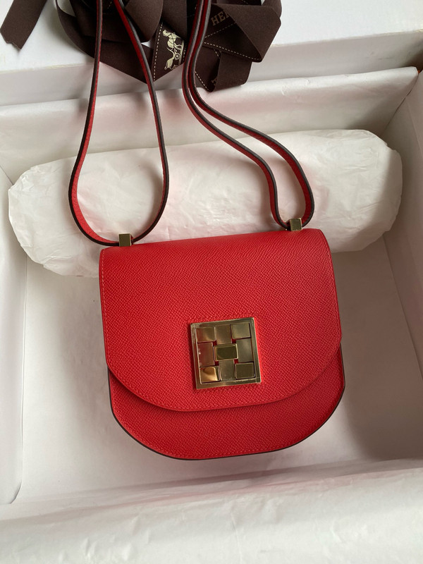 Hermes Red Mosaique au 24 - 17 bag Gold Hardware