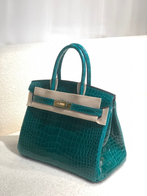 Hermes Malachite Birkin 30 in Porosus  Crocodile with Gold hardware