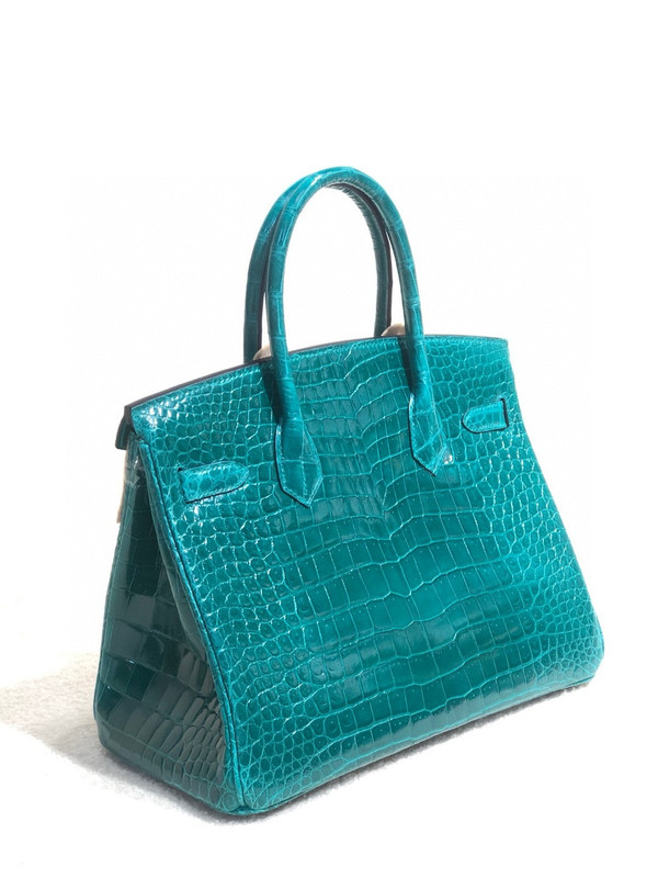 Hermes Malachite Birkin 30 in Porosus  Crocodile with Gold hardware