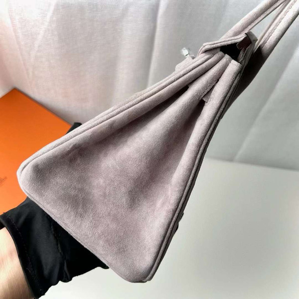 HERMÈS BIRKIN 25 GRIS ASPHALTE VEAU DOBLIS SUEDE WITH PALLADIUM HARDWARE