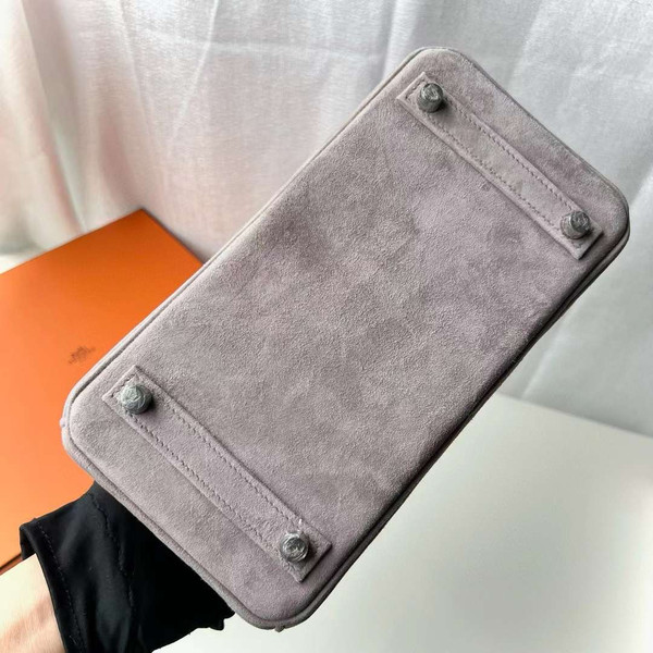 HERMÈS BIRKIN 25 GRIS ASPHALTE VEAU DOBLIS SUEDE WITH PALLADIUM HARDWARE