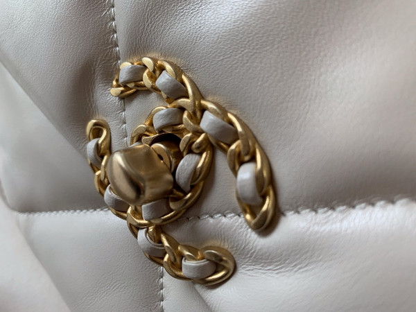 CHANEL 19 White Large Flap Bag