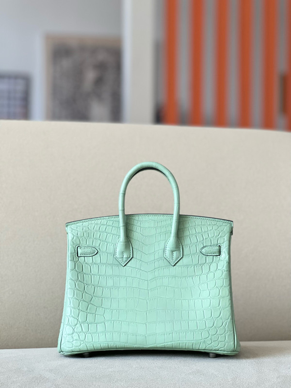 Hermes Mint Birkin Bag 25cm Niloticus Crocodile Palladium Hardware