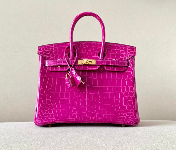 Hermes Rose Scheherazade Birkin Bag 25cm Niloticus Crocodile Gold Hardware
