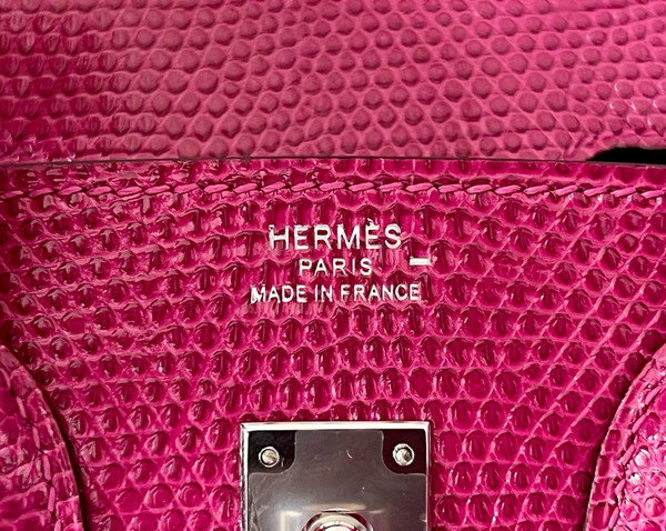 Hermes Rose Scheherazade Birkin Bag 25cm Lizard Palladium Hardware