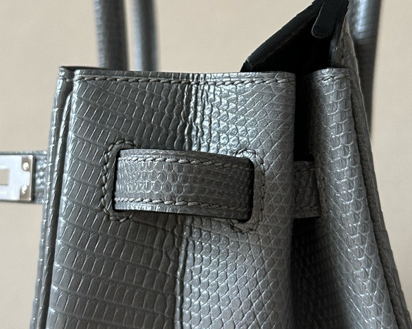 Hermes Grey Lizard Birkin Bag 25cm Palladium Hardware