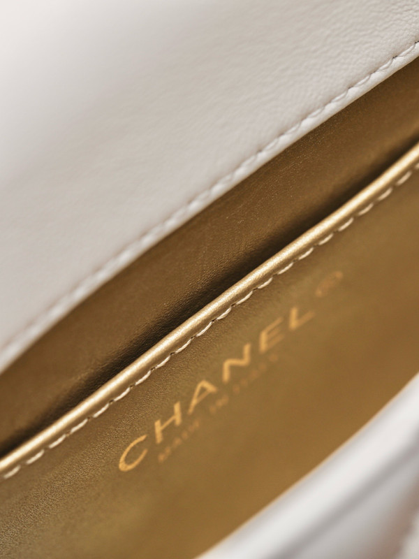 Chanel WHITE SMALL FLAP BAG with Imitation Pearls