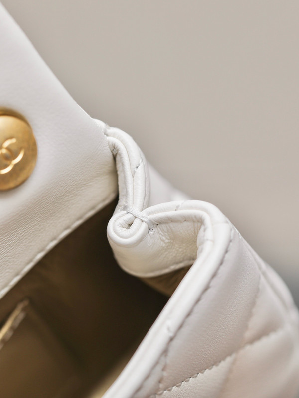 Chanel WHITE SMALL FLAP BAG with Imitation Pearls