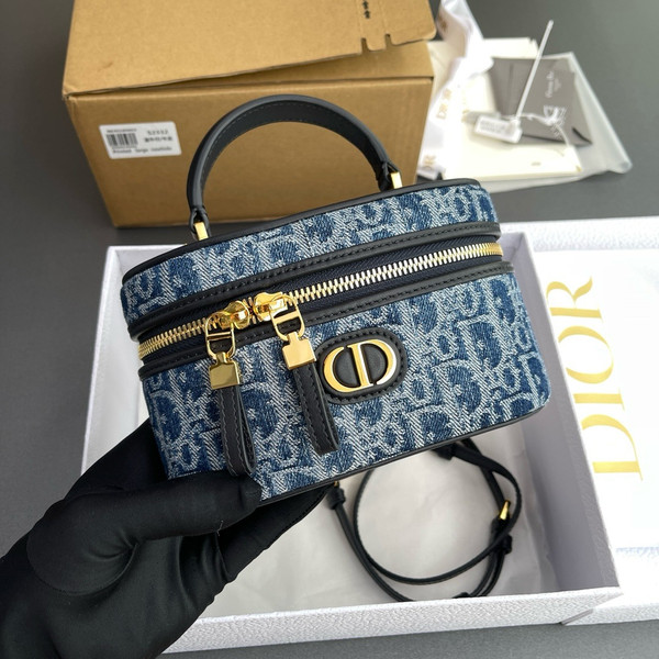 Christian Dior 30 Montaigne Mini Vanity Case  Blue Dior Oblique Jacquard