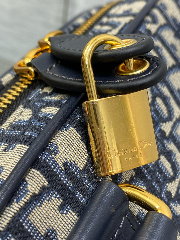 Christian Dior Medium D-Vibe Bowling Bag  Blue Dior Oblique Jacquard