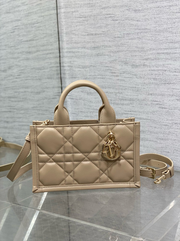 Christian Dior Mini Dior Book Tote  Trench Beige Macrocannage Calfskin