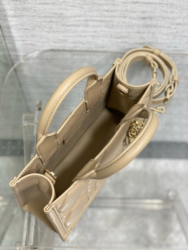 Christian Dior Mini Dior Book Tote  Trench Beige Macrocannage Calfskin